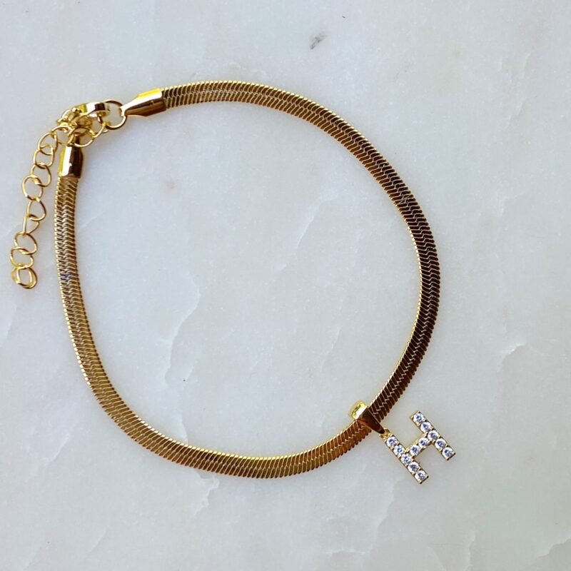 Herringbone Chain Initial Anklet - Image 10