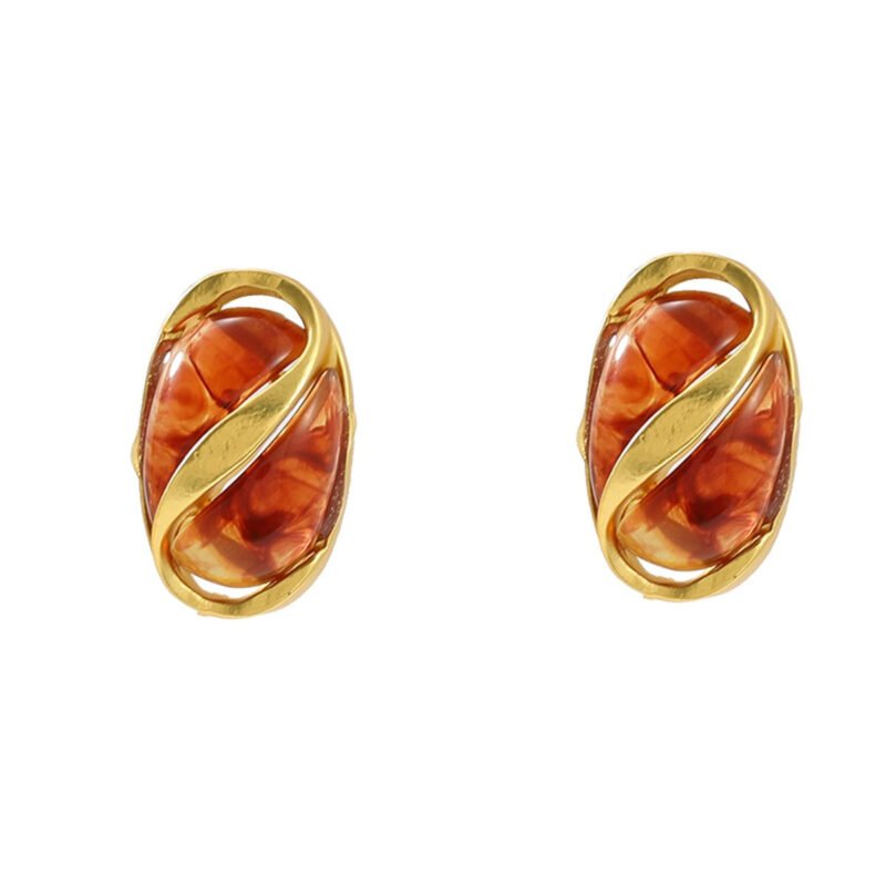 Earrings, bracelets and necklaces set for women multi-layered oval alloy resin exaggerated jewelry - Image 4