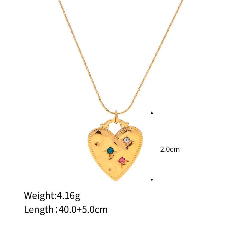 18K gold noble and elegant heart-shaped diamond pendant necklace - Image 4
