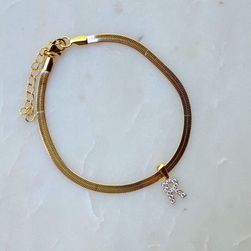 Herringbone Chain Initial Anklet - Image 16