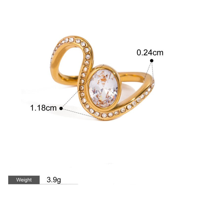 18K gold geometric gemstone design high-end ring - Image 4