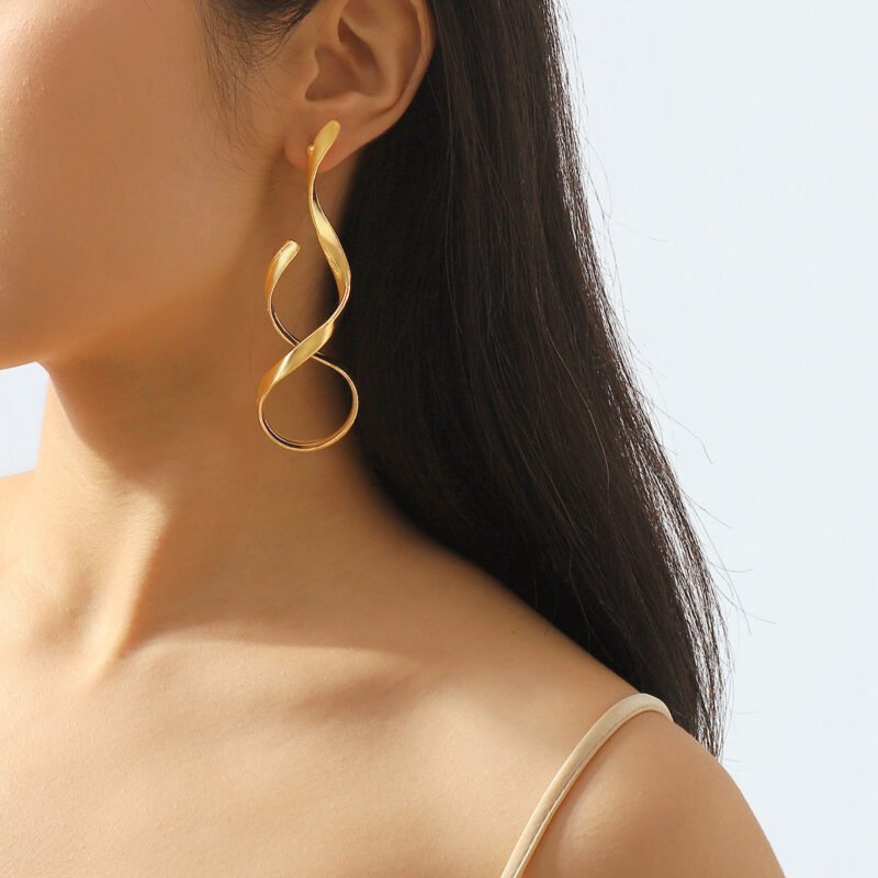 Surround earrings, minimalist personality, asymmetrical geometry - Image 2
