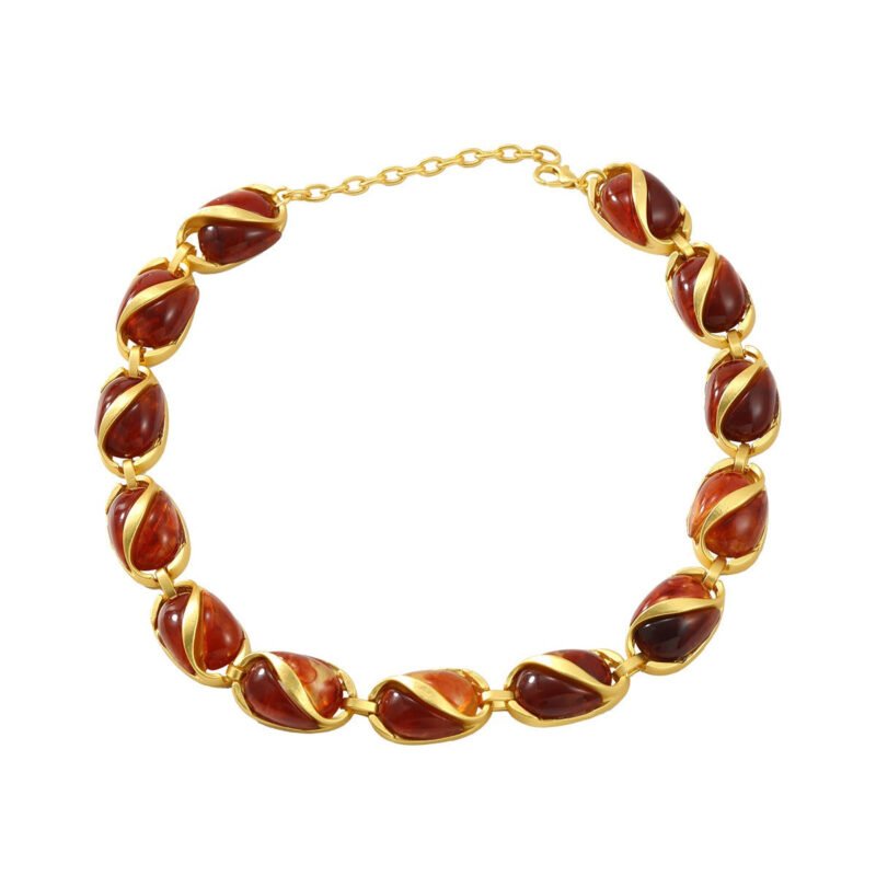 Earrings, bracelets and necklaces set for women multi-layered oval alloy resin exaggerated jewelry - Image 2