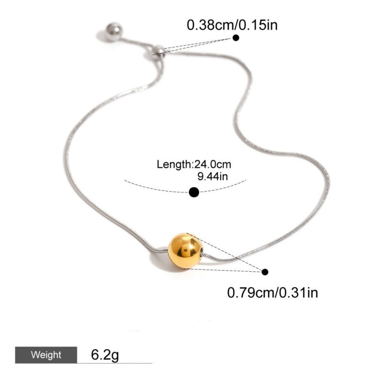 18K gold ball with gold and silver color matching design high-end necklace and bracelet set - Image 4