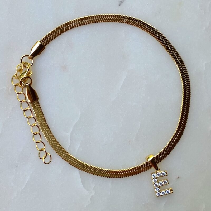 Herringbone Chain Initial Anklet - Image 19