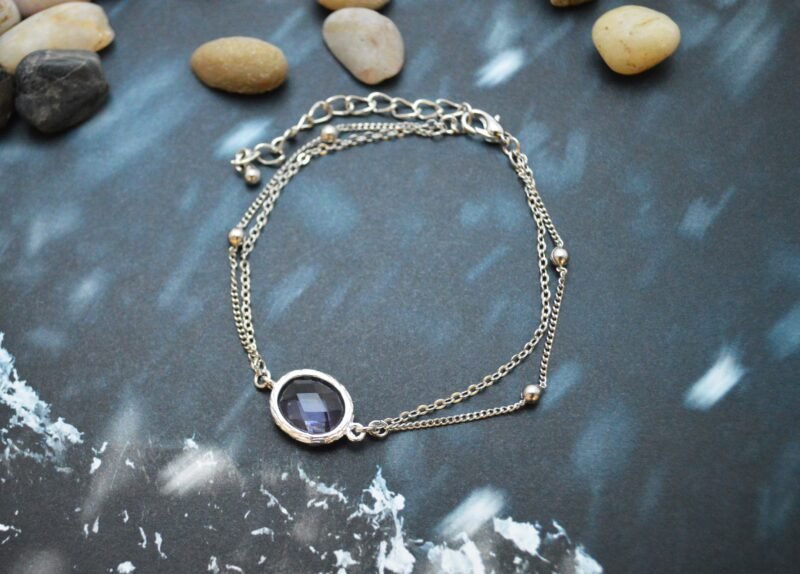 White Gold Double Layered Tanzanite Bracelet - Image 2