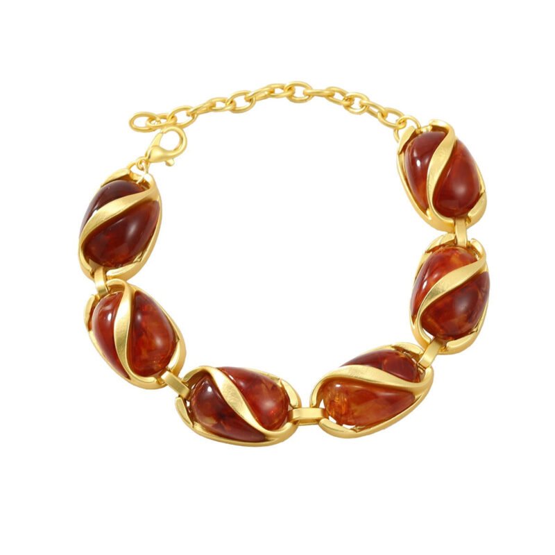 Earrings, bracelets and necklaces set for women multi-layered oval alloy resin exaggerated jewelry - Image 3