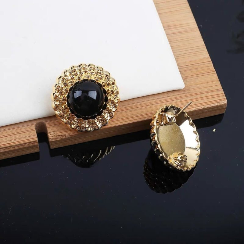 Three-dimensional round button red earrings   for women - Image 2