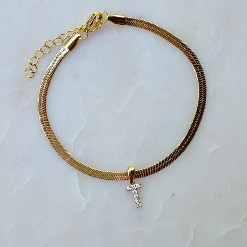 Herringbone Chain Initial Anklet - Image 18