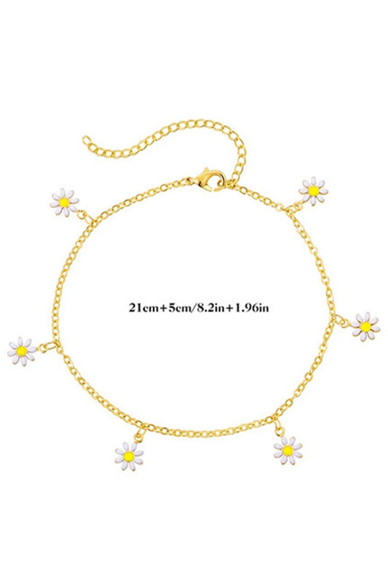Gold Daisy & Pearl Chain Anklet - Image 4