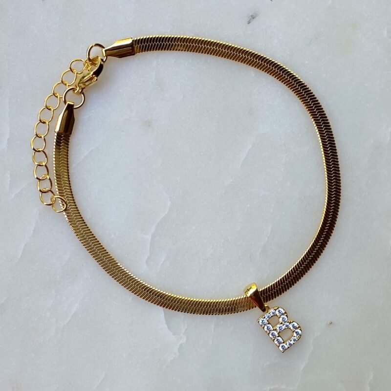 Herringbone Chain Initial Anklet - Image 6
