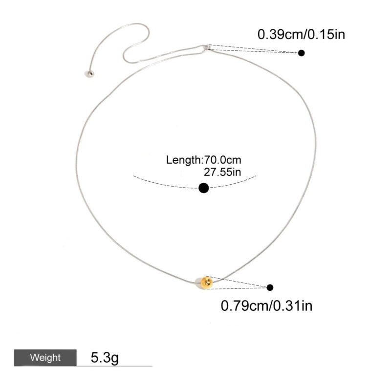 18K gold ball with gold and silver color matching design high-end necklace and bracelet set - Image 7