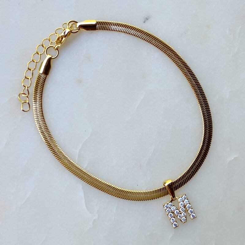 Herringbone Chain Initial Anklet - Image 14