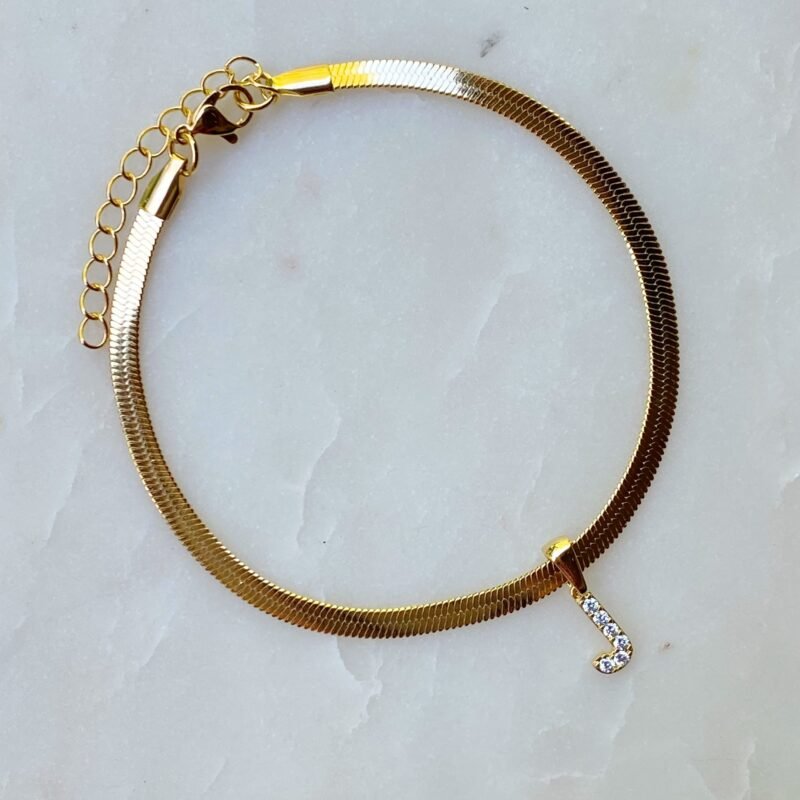 Herringbone Chain Initial Anklet - Image 11