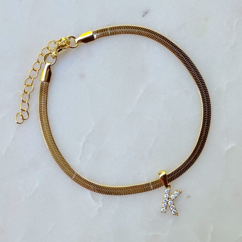 Herringbone Chain Initial Anklet - Image 12