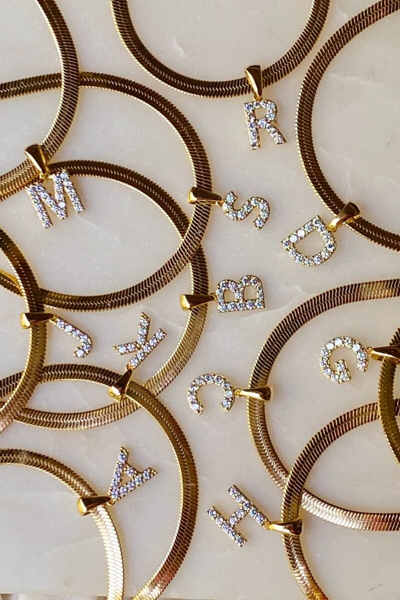 Herringbone Chain Initial Anklet - Image 4