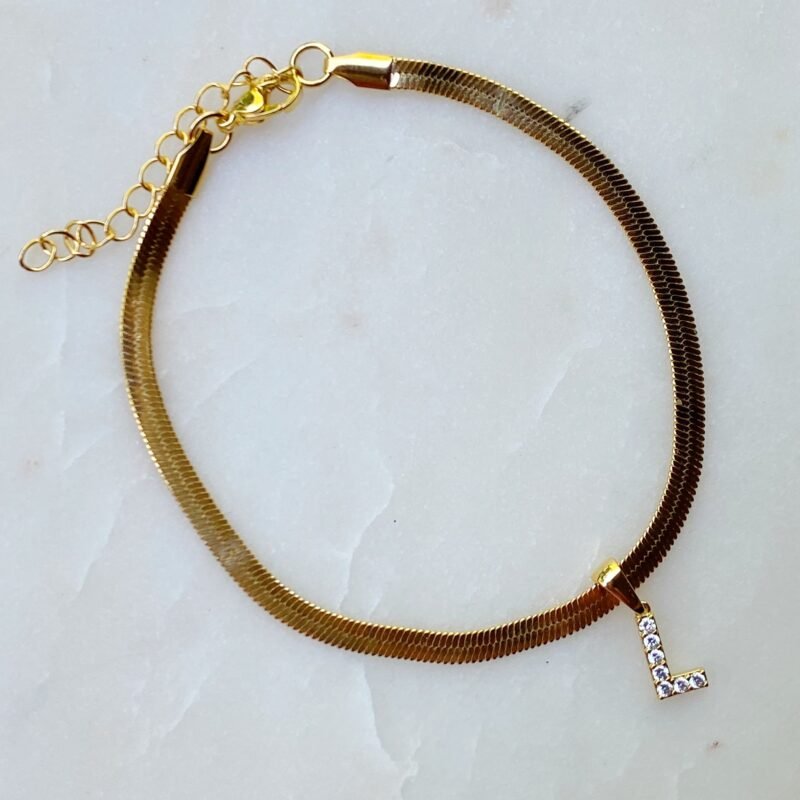 Herringbone Chain Initial Anklet - Image 13