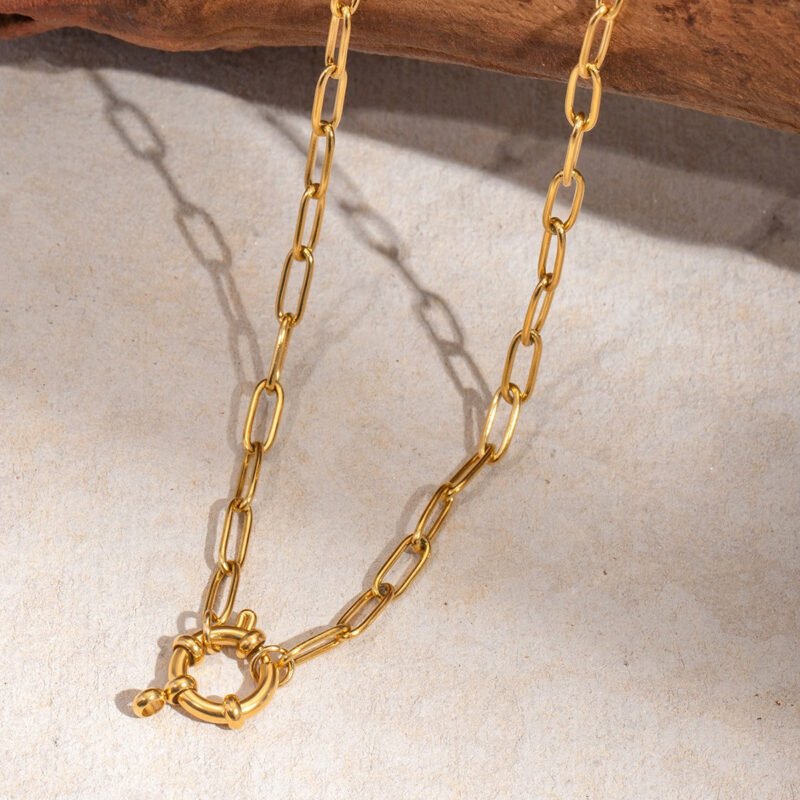 18K gold classic retro chain design light luxury style necklace - Image 10